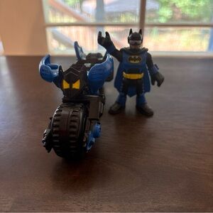 Mattel Batman Figure with Batcycle - Blue and Black